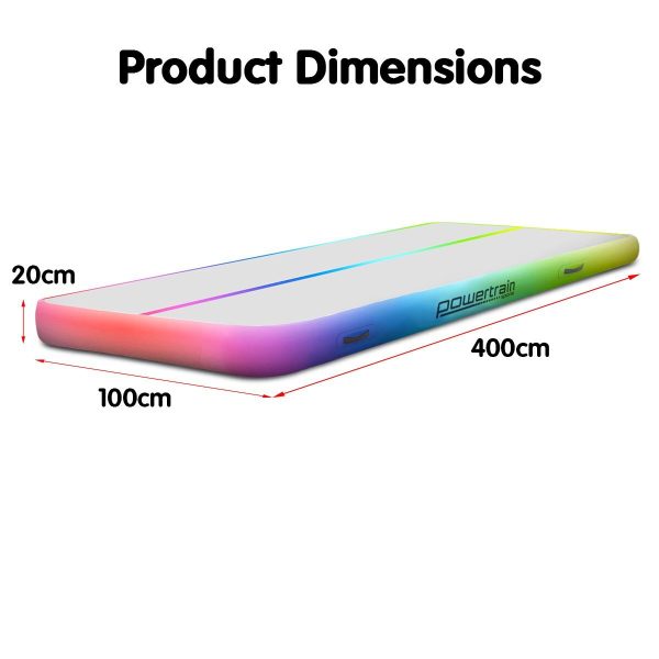 Air Track Inflatable Tumbling Gymnastics Mat – 4 x 1 M, Rainbow
