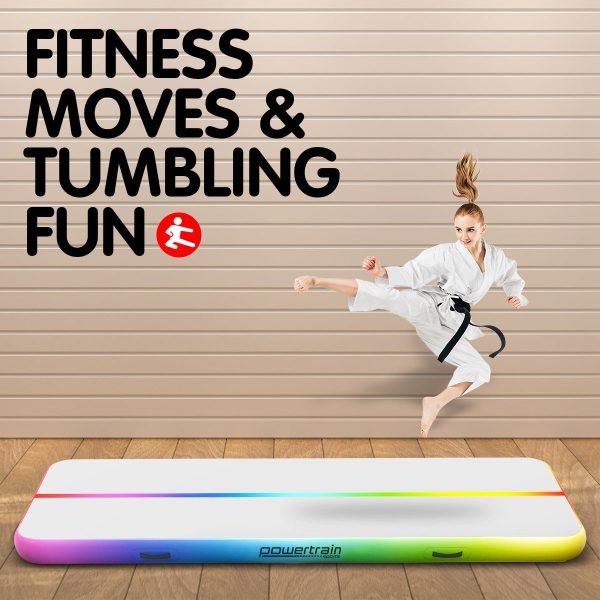 Air Track Inflatable Tumbling Gymnastics Mat – 4 x 1 M, Rainbow