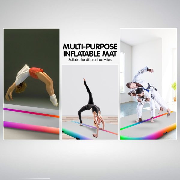 Air Track Inflatable Tumbling Gymnastics Mat – 4 x 1 M, Rainbow