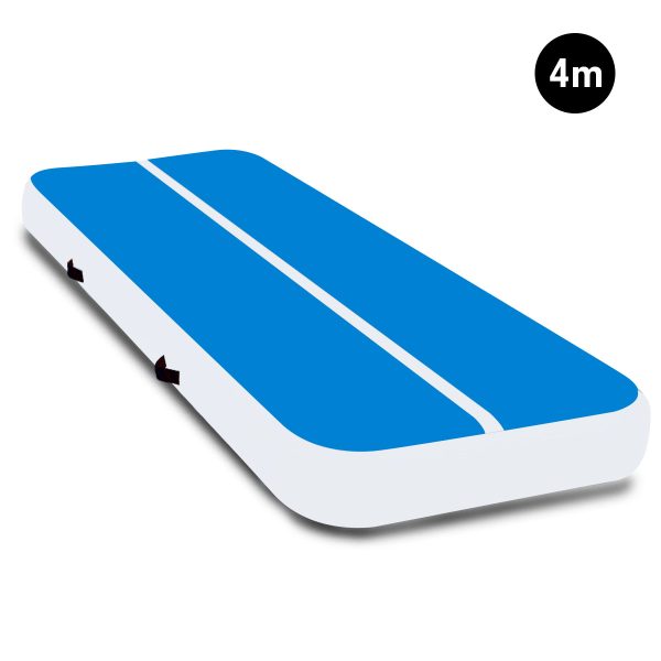Air Track Inflatable Tumbling Gymnastics Mat – 4 x 2 M, Blue and White