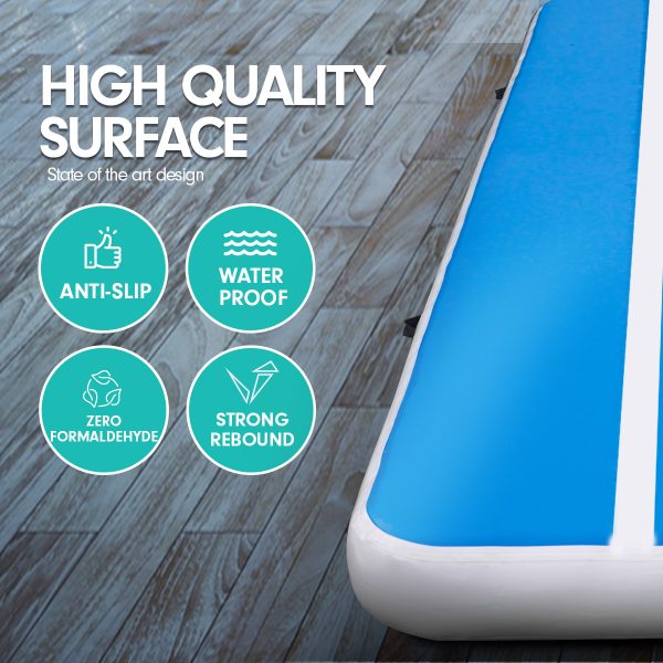 Air Track Inflatable Tumbling Gymnastics Mat – 4 x 2 M, Blue and White