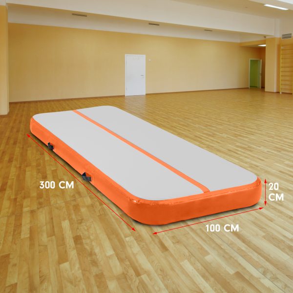 Air Track Inflatable Tumbling Gymnastics Mat – 3 x 1 M, Orange and Grey