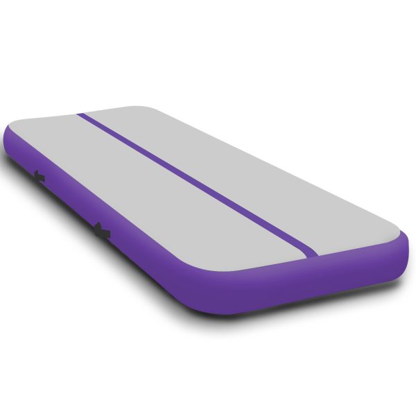 Air Track Inflatable Tumbling Gymnastics Mat – 4 x 1 M, Purple and Grey