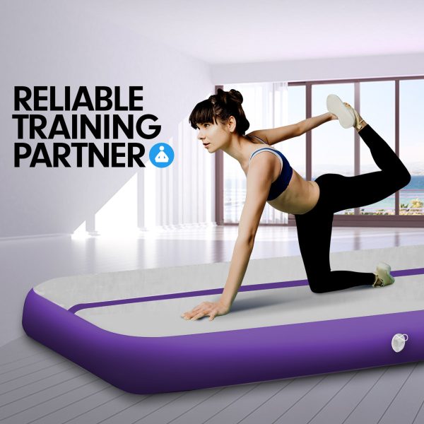 Air Track Inflatable Tumbling Gymnastics Mat – 4 x 1 M, Purple and Grey