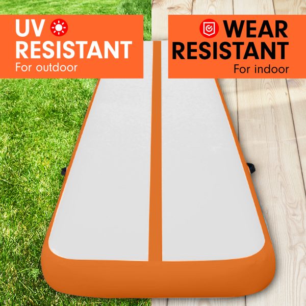 Air Track Inflatable Tumbling Gymnastics Mat – 5 x 1 M, Orange and Grey
