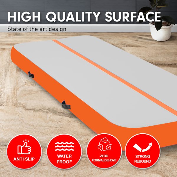 Air Track Inflatable Tumbling Gymnastics Mat – 5 x 1 M, Orange and Grey