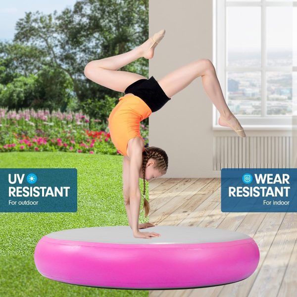 Air Track Spot Round Inflatable Gymnastics Tumbling Mat Pump – Pink