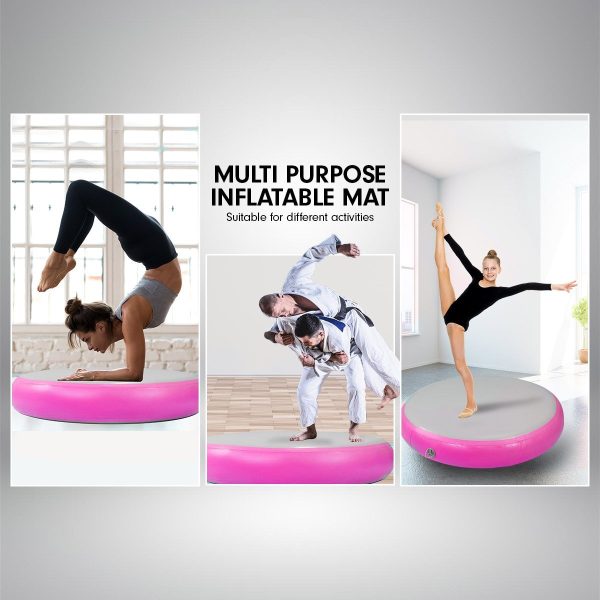 Air Track Spot Round Inflatable Gymnastics Tumbling Mat Pump – Pink