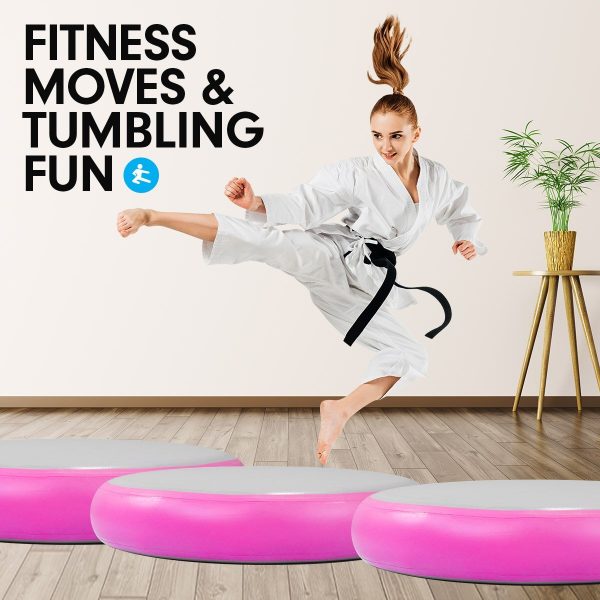 Air Track Spot Round Inflatable Gymnastics Tumbling Mat Pump – Pink