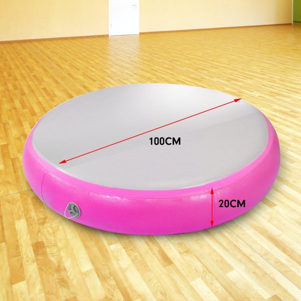 Air Track Spot Round Inflatable Gymnastics Tumbling Mat Pump – Pink