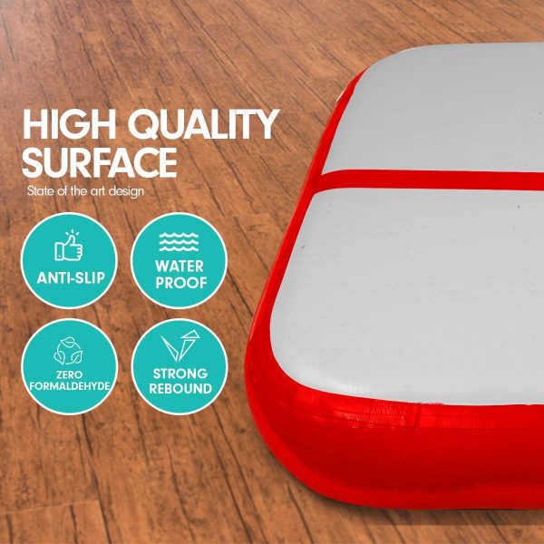 1m Air Block Inflatable Gymnastics Tumbling Mat with Pump – Red