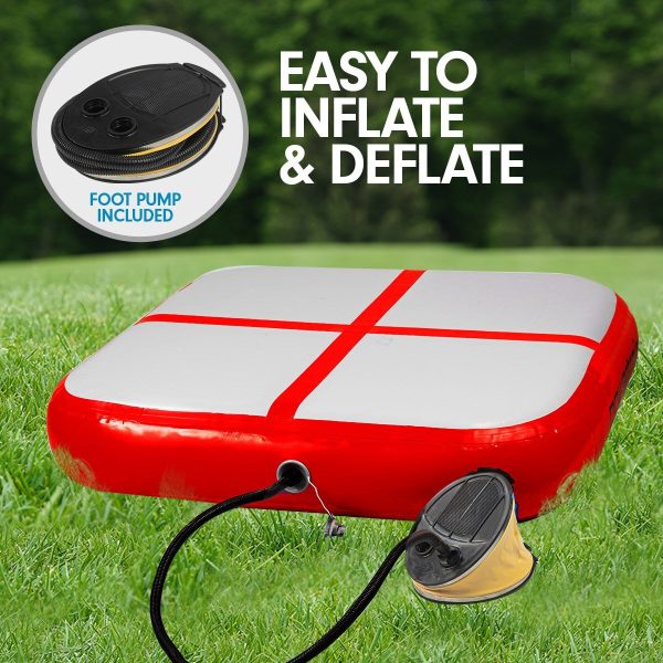 1m Air Block Inflatable Gymnastics Tumbling Mat with Pump – Red