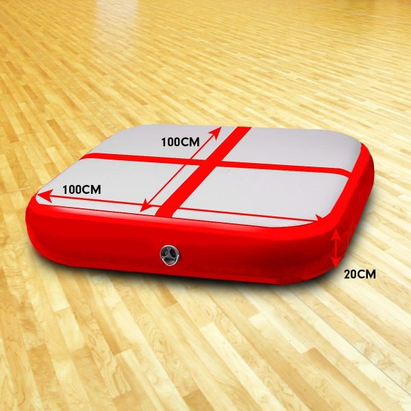 1m Air Block Inflatable Gymnastics Tumbling Mat with Pump – Red