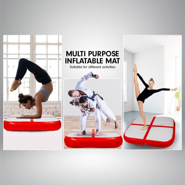 1m Air Block Inflatable Gymnastics Tumbling Mat with Pump – Red