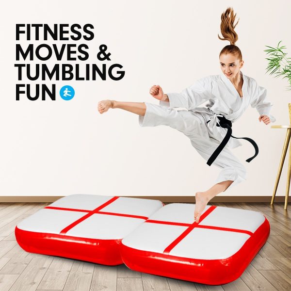 1m Air Block Inflatable Gymnastics Tumbling Mat with Pump – Red