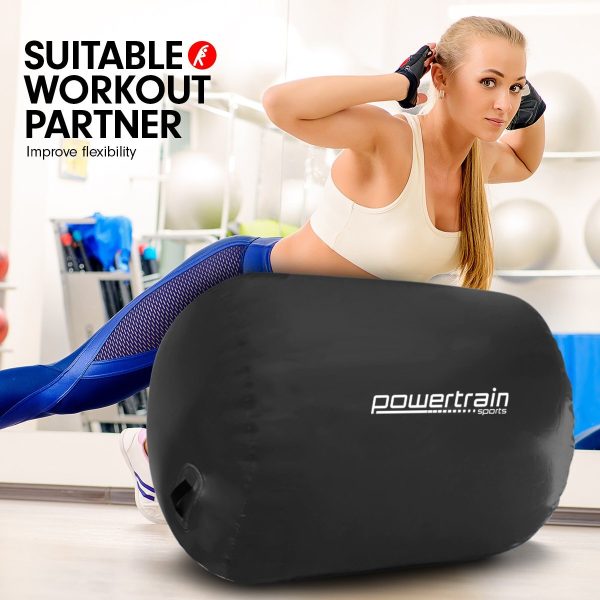 Inflatable Gymnastics Air Barrel Exercise Roller 120cm x 75cm – Black