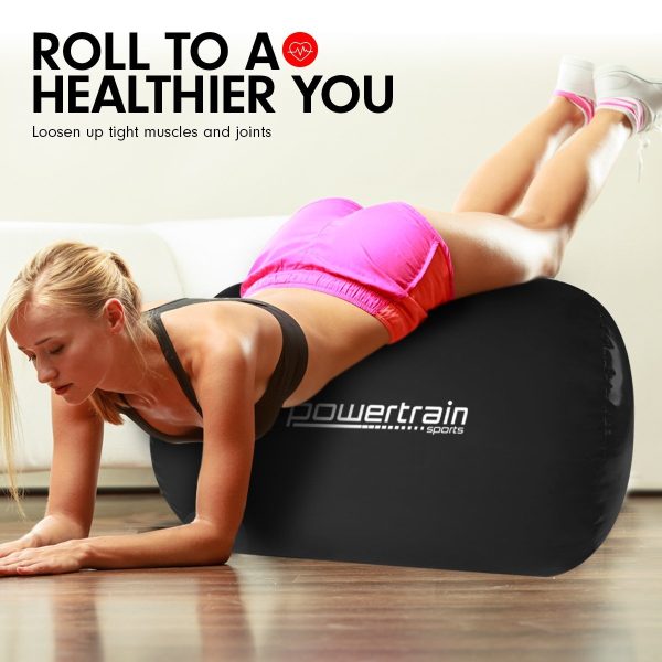 Inflatable Gymnastics Air Barrel Exercise Roller 120cm x 75cm – Black