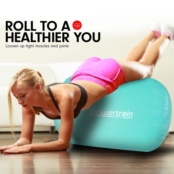 Inflatable Gymnastics Air Barrel Exercise Roller 120cm x 75cm – Green