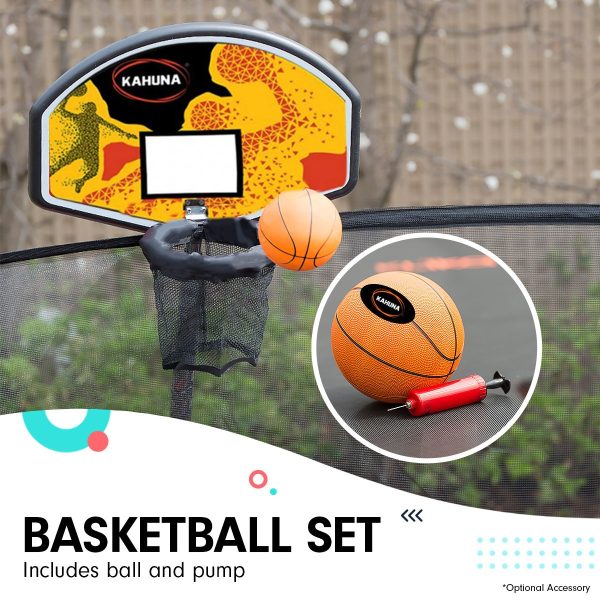 Kahuna Trampoline 8 ft x 11 ft Rectangular with Basketball Set