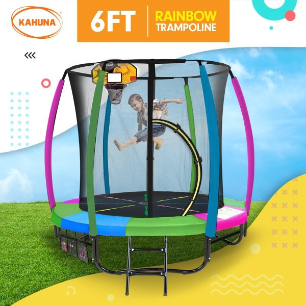 Kahuna Trampoline 6ft with Basketball Set – Rainbow