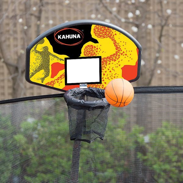 Kahuna Trampoline 14 ft with Basketball Set – Rainbow