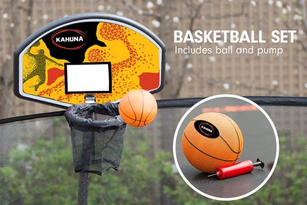 Kahuna Trampoline 16ft with Basketball Set – Rainbow