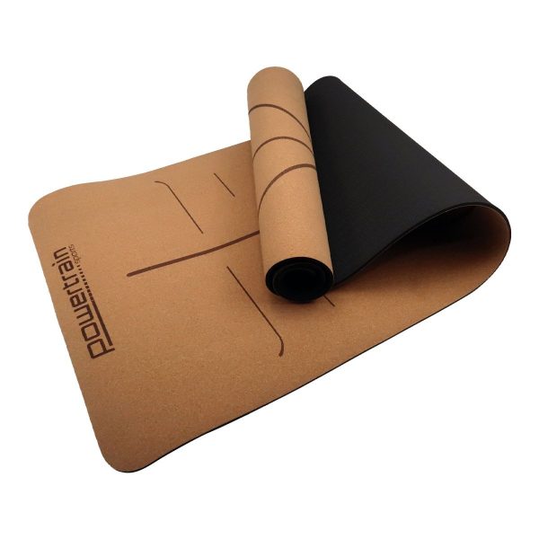Powertrain Cork Yoga Mat with Carry Straps Home Gym Pilates – Body Line