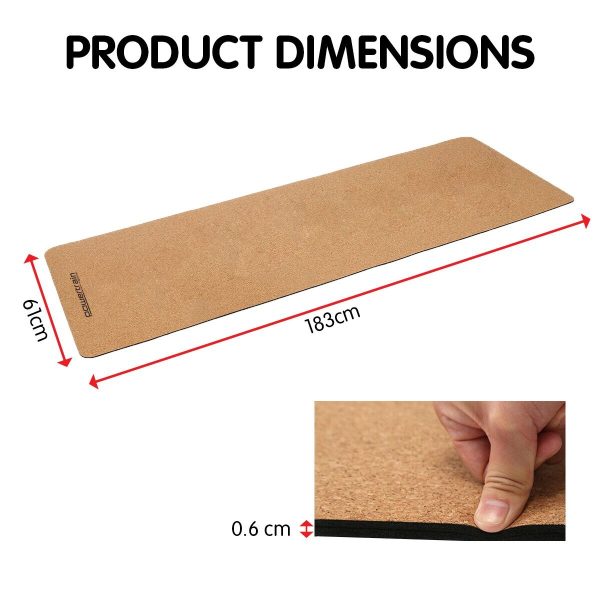 Powertrain Cork Yoga Mat with Carry Straps Home Gym Pilates – Plain