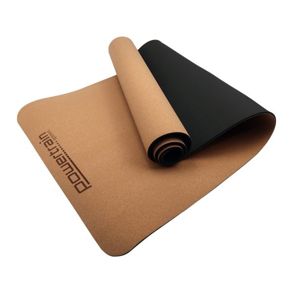 Powertrain Cork Yoga Mat with Carry Straps Home Gym Pilates – Plain