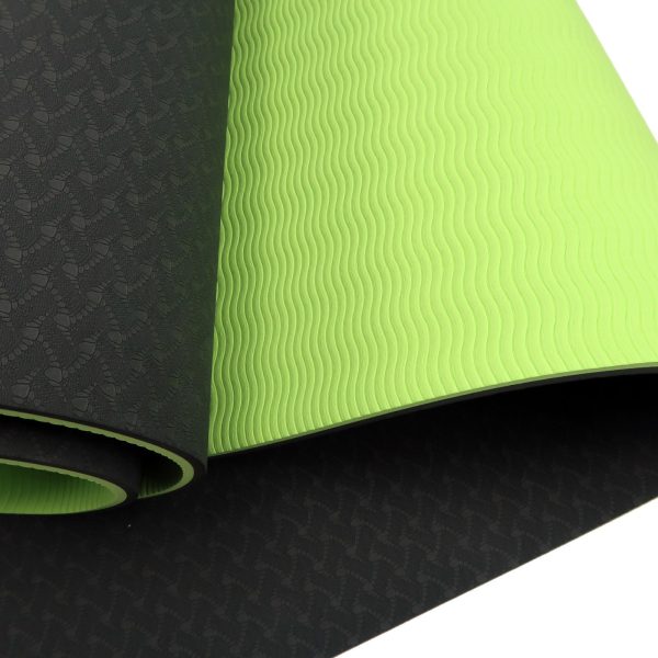 Powertrain Eco-Friendly TPE Pilates Exercise Yoga Mat – Black and Green, 8 mm