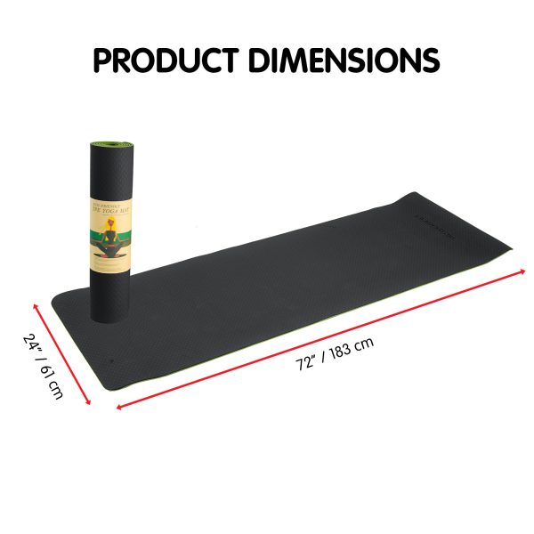 Powertrain Eco-Friendly TPE Pilates Exercise Yoga Mat – Black and Green, 8 mm