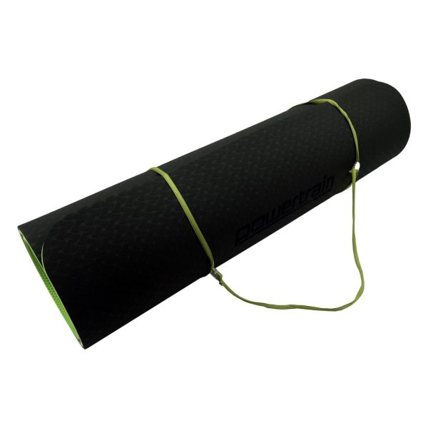 Powertrain Eco-Friendly TPE Pilates Exercise Yoga Mat – Black and Green, 8 mm