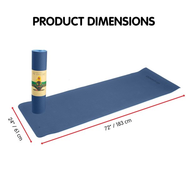 Powertrain Eco-Friendly TPE Pilates Exercise Yoga Mat – Dark Blue, 8 mm