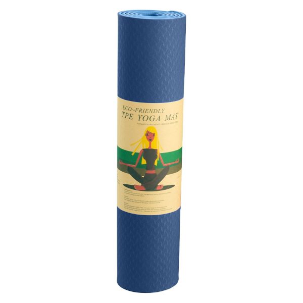 Powertrain Eco-Friendly TPE Pilates Exercise Yoga Mat – Dark Blue, 8 mm