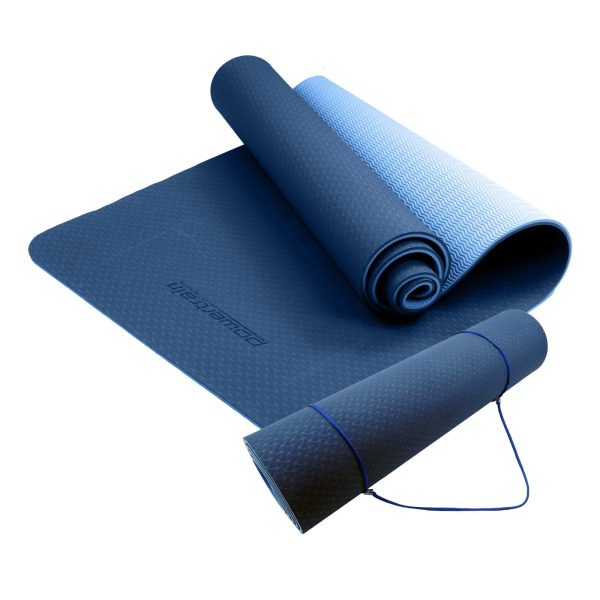 Powertrain Eco-Friendly TPE Pilates Exercise Yoga Mat – Dark Blue, 8 mm