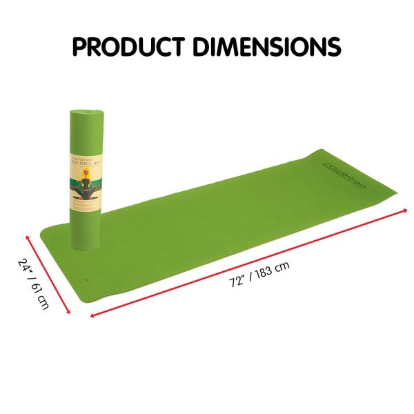 Powertrain Eco-Friendly TPE Pilates Exercise Yoga Mat – Green, 8 mm