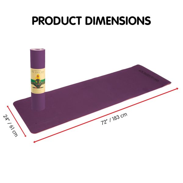 Powertrain Eco-Friendly TPE Pilates Exercise Yoga Mat – Dark Purplr, 8 mm