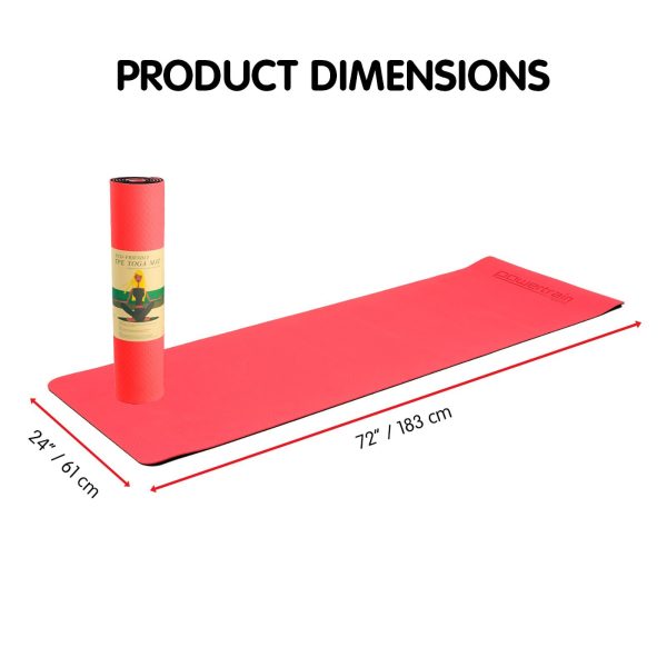 Powertrain Eco-Friendly TPE Pilates Exercise Yoga Mat – Red, 8 mm