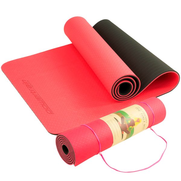 Powertrain Eco-Friendly TPE Pilates Exercise Yoga Mat – Red, 8 mm