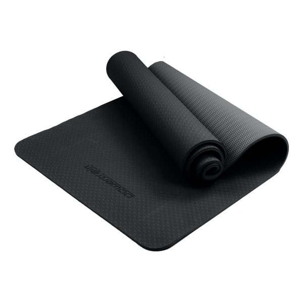 Powertrain Eco-Friendly TPE Pilates Exercise Yoga Mat – Black, 6 mm