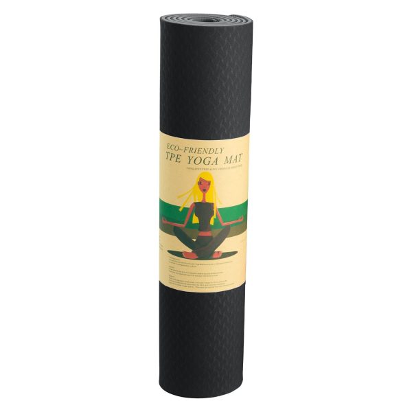 Powertrain Eco-Friendly TPE Pilates Exercise Yoga Mat – Black, 6 mm