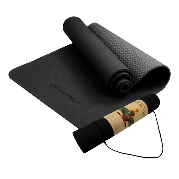 Powertrain Eco-Friendly TPE Pilates Exercise Yoga Mat – Black, 6 mm