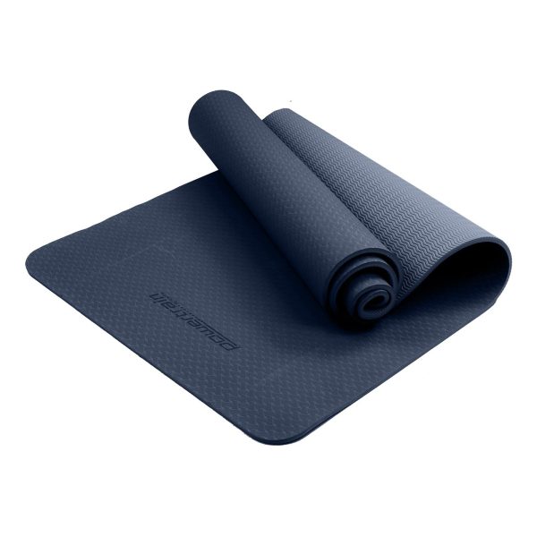 Powertrain Eco-Friendly TPE Pilates Exercise Yoga Mat – Dark Blue, 6 mm