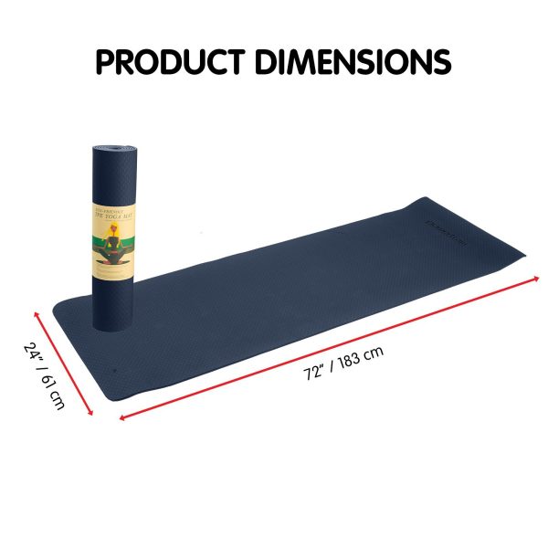 Powertrain Eco-Friendly TPE Pilates Exercise Yoga Mat – Dark Blue, 6 mm