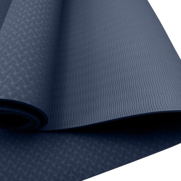 Powertrain Eco-Friendly TPE Pilates Exercise Yoga Mat – Dark Blue, 6 mm
