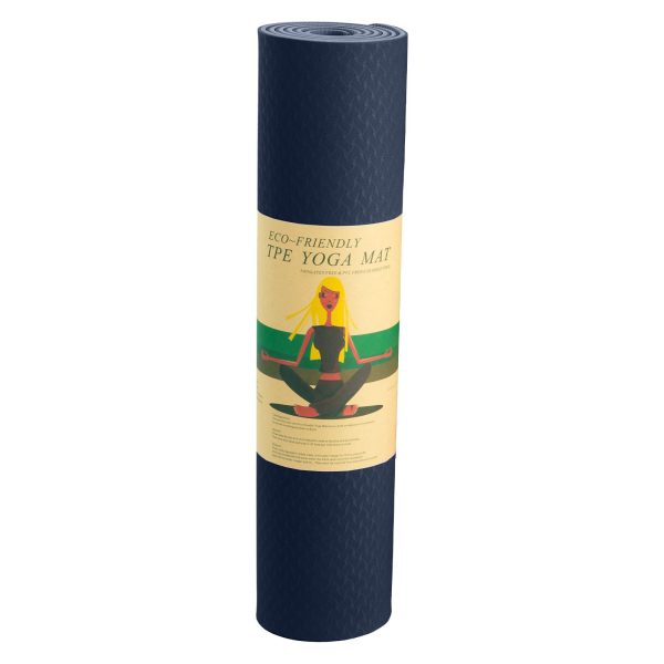 Powertrain Eco-Friendly TPE Pilates Exercise Yoga Mat – Dark Blue, 6 mm