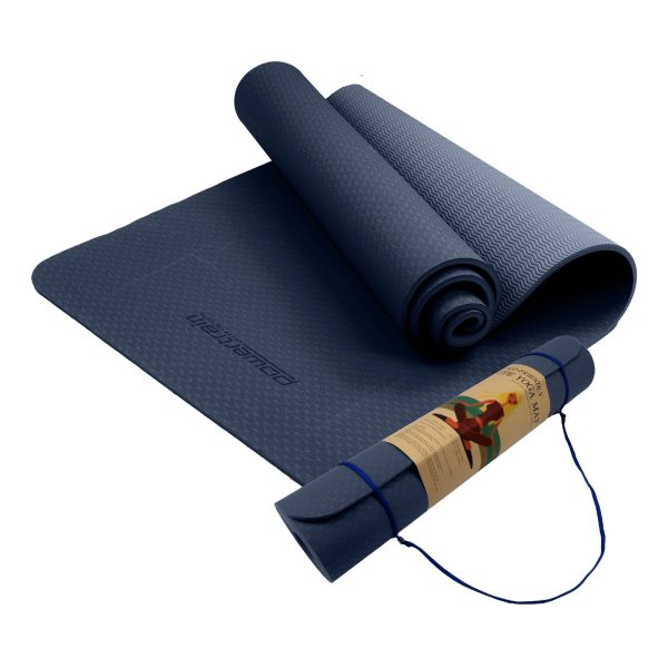 Powertrain Eco-Friendly TPE Pilates Exercise Yoga Mat – Dark Blue, 6 mm