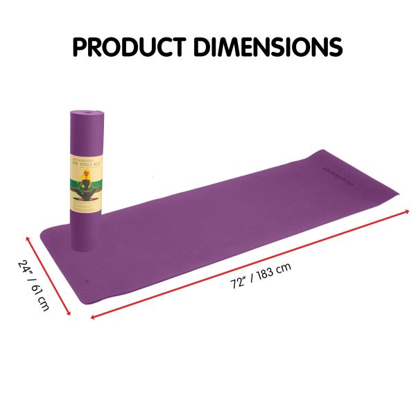 Powertrain Eco-Friendly TPE Pilates Exercise Yoga Mat – Purple, 6 mm
