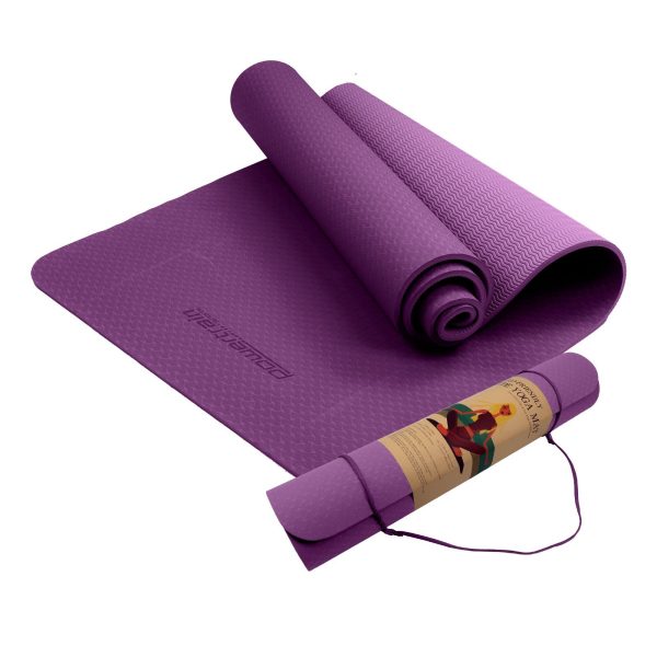 Powertrain Eco-Friendly TPE Pilates Exercise Yoga Mat – Purple, 6 mm