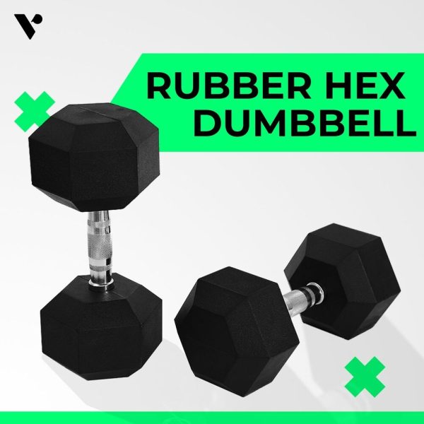 VERPEAK Rubber Hex Dumbbells 20kg –